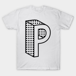 3D Ben Day Dot Isometric Letter P T-Shirt